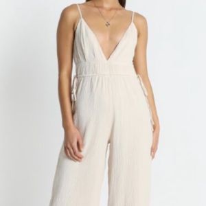 Showpo.Meeting You There Jumpsuit-cream linen look